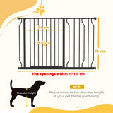 PawHut Wide Dog Safety Gate, with Door Pressure, for Doorways, Hallways, Staircases - Black