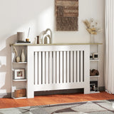HOMCOM Radiator Cover with Open Storage Shelves, Vertical Slatted Cabinet Shelf Heater Cover for Living Room, Hallway, Large, White (H: 83 / W: 152 / D: 19 cm)