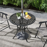 Outsunny Round Aluminium Table, with 50mm Parasol Hole