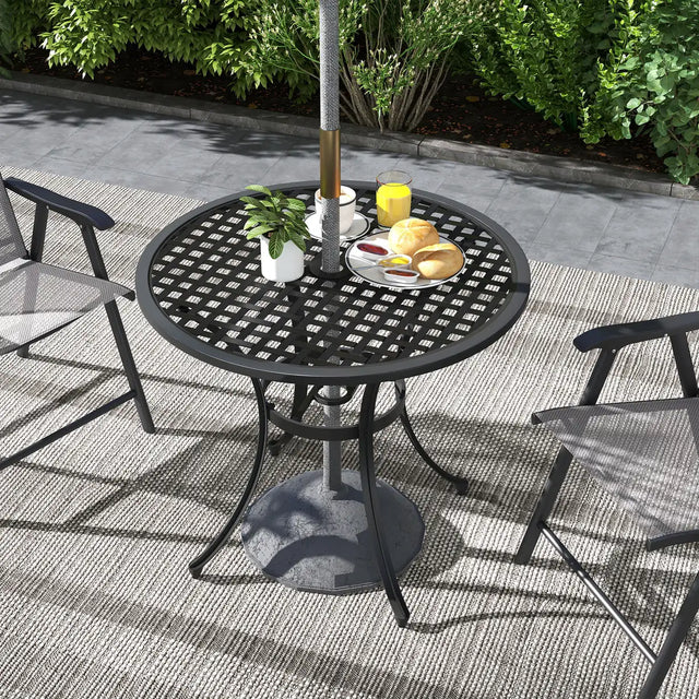 Outsunny Round Aluminium Table, with 50mm Parasol Hole