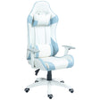 HOMCOM Faux Leather Colour Block Gaming Chair, with 135° Reclining Back - Blue/White