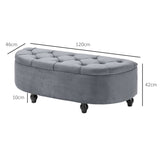 HOMCOM Velvet-Feel Half Circle Storage Ottoman - Dark Grey