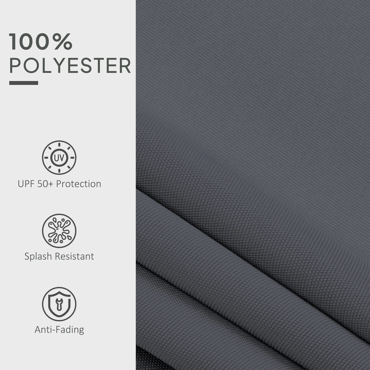 Outsunny Awning Replacement Canopy, Water Resistant UPF 50+ Sun Shade Cover for 3 x 2.5 m Garden Awning (Fabric Only), Grey