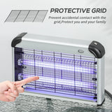 Outsunny 30W Electric Fly Zapper, Bug Zapper with UK Plug, 2 UV Bulbs, Hanging Chain, On/Off Switch and Removable Catch Tray, 60m2 Coverage Insect Mosquito Killer for Indoor and Outdoor Use, Silver