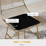 HOMCOM Set of 2 Bar Stools, Modern Counter Height Breakfast Bar Chairs with Wire Metal Frame for Kitchen, Dining Room, Gold