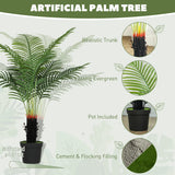 HOMCOM 120cm Artificial Areca Palm Tree with 9 PE Leaves, Decorative Artificial Plant with Plastic Pot and Flocked Soil, Fake Plant for Home Office Decor, Green