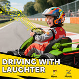 HOMCOM 24V Electric Go Kart for Kids with Adjustable Seat for 6-12 Years, Green