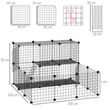 PawHut Pet Playpen w/ Door Customisable Fence for Guinea Pigs Chinchillas Hedgehogs - Black