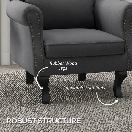 HOMCOM Chesterfield-Style Accent Chair - Grey