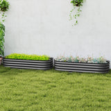 Outsunny Galvanised Raised Garden Bed, Metal Planter Box with Safety Edging, for Flowers, Herbs, Succulents, Pack of 2, Dark Grey