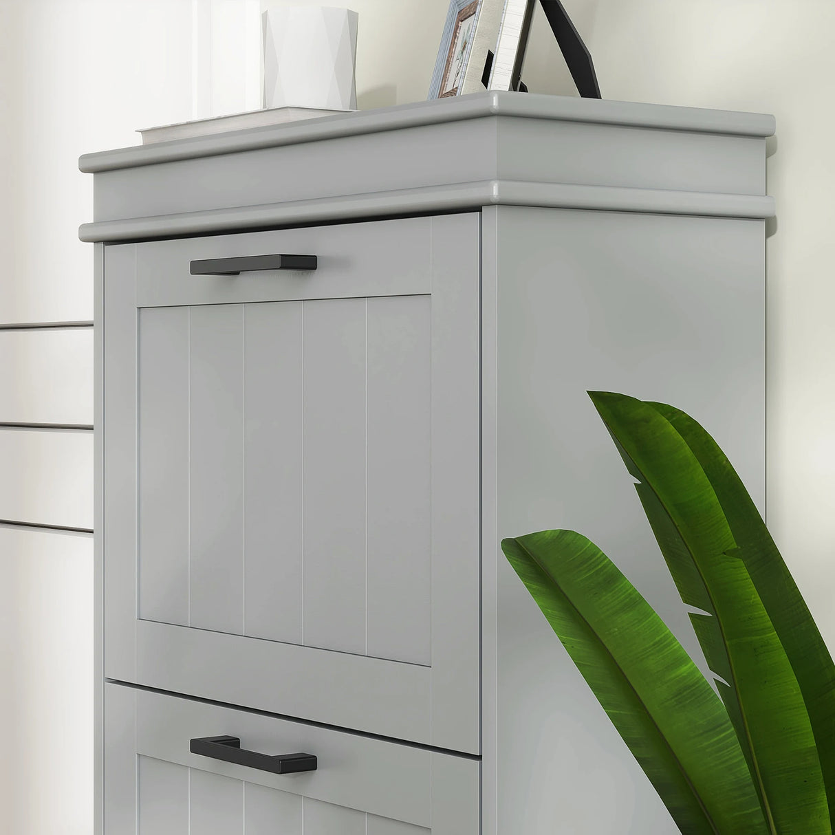 HOMCOM Three-Drawer Minimalistic Shoe Cabinet - Grey