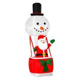 HOMCOM 8ft Christmas Inflatable Decoration with Santa Claus on Snowman Hot Air Balloon, Blow Up Xmas Decor for Outdoor ​Indoor with LED Lights