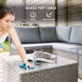 Outsunny Seven-Piece Modular Rattan Set - Grey