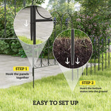 Outsunny Decorative Garden Fencing, 83cm (H) x 3m (L) 5PCs Outdoor Picket Fence Panels, Rustproof Metal Wire Landscape Flower Bed Border Edging Animal Barrier, Black
