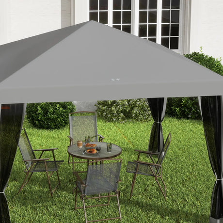 Outsunny 3 x 3 m Pop Up Gazebo, 420D Garden Tent Canopy with Removable Mesh Sidewall Netting, Carry Bag for Garden Patio Outdoor, Light Grey
