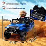 AIYAPLAY 12V Battery Powered Kids Ride-On Car, Electric Truck w/ Spring Suspension, Remote, Music, Horn, Lights, Blue