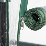 Outsunny 5 Tier Mini Greenhouse, Small Walk-in Greenhouse with Reinforced Plastic Cover, Garden Grow House with Roll Up Door and Shelves, 69 x 49 x 193cm, Green