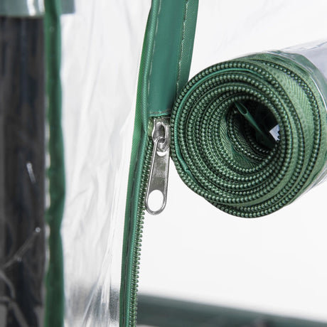 Outsunny 5 Tier Mini Greenhouse, Small Walk-in Greenhouse with Reinforced Plastic Cover, Garden Grow House with Roll Up Door and Shelves, 69 x 49 x 193cm, Green