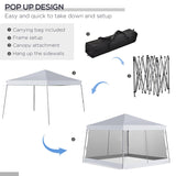 Outsunny Outdoor Garden Pop-up Gazebo Canopy Tent Sun Shade Event Shelter Folding with Adjustable Height, Mesh Screen Side Walls 3.5 M × 3.5 M Base / 3 M × 3 M Top, White