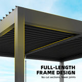 Outsunny 3 x 3 m Louvered Pergola with Adjustable Metal Louvred Roof, Aluminium Patio Gazebo with Netting and Curtains, Dark Grey