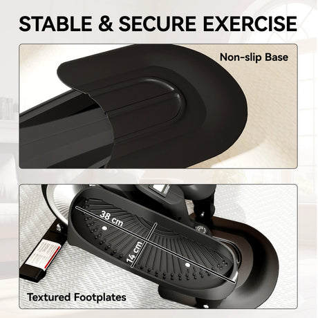 SPORTNOW Under Desk Elliptical Machine with LCD Monitor, 8 Adjustable Magnetic Resistances for 2-in-1 Seat & Stand Up Exercise