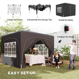 Outsunny 3 x 3m Pop-Up Gazebo Shelter, with Accessories - Black