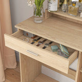 HOMCOM Simple and Modern Dressing Table, with Storage - Maple Wood-effect