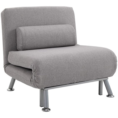 HOMCOM Adjustable Back Futon Sofa Chair - Grey