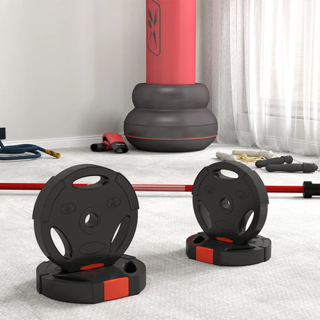 SPORTNOW Olympic Weight Plates Set, with Two 5kg and Two 2.5kg weights, Black