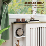 HOMCOM Radiator Cover with Open Storage Shelves, Vertical Slatted Cabinet Shelf Heater Cover for Living Room, Hallway, Large, White (H: 83 / W: 152 / D: 19 cm)