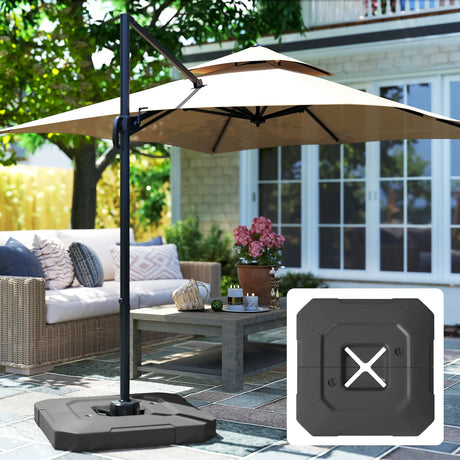 Outsunny 2PCS Umbrella Weights for Cantilever Parasols, Parasol Base Weights, 80 kg for Water or 105 kg Water and Sand Mix, Black