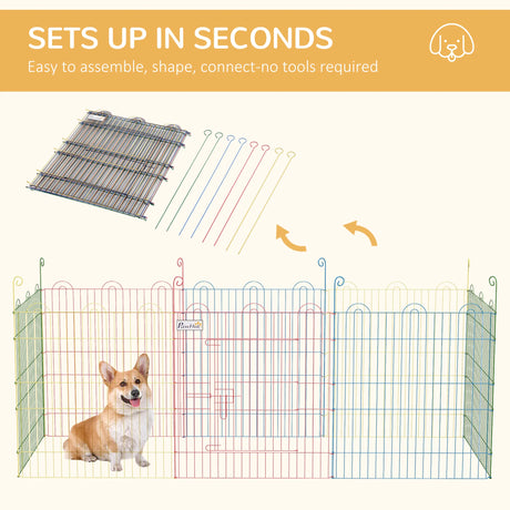 PawHut Pet Playpen Crate, with Eight Panels, Door, for Indoors and Outdoors, 60H x 156cm