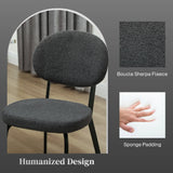 HOMCOM Set of Four Boucle Dining Chairs - Black