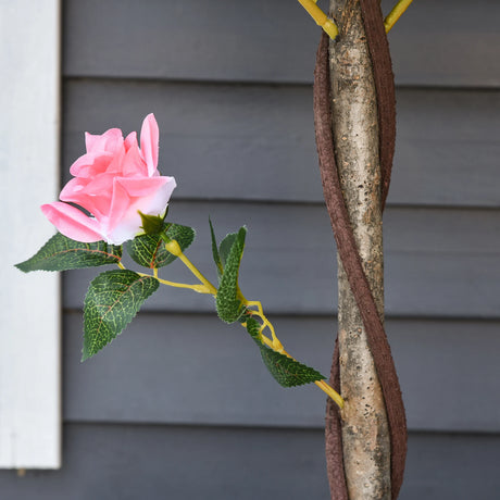 Outsunny Artificial Plants Pink Rose Floral in Pot, Fake Plants for Home Indoor Decor, 90cm