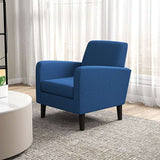 HOMCOM 2 Pieces Modern Armchairs with Rubber Wood Legs, Upholstered Accent Chairs, Single Sofa for Living Room, Bedroom, Blue