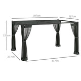 Outsunny 3 x 4m Aluminium Frame Pergola, with Retractable Roof - Dark Grey