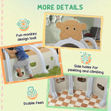 AIYAPLAY Monkey-Design Kids Play Tunnel for Crawling, Climbing, for ages 3-6 Years, Brown