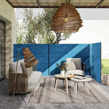 Outsunny 4 Pole Camping Windbreaks, Beach Wind Shield Shelter with Carry Bag and Steel Poles, Outdoor Caravan Privacy Shield, 540cm x 150cm, Blue