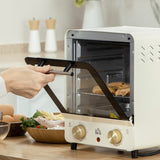 HOMCOM Mini Oven, 15 Litres Electric Oven and Grill with 60-230℃ Adjustable Temperature, 60 Minute Timer, Include Baking Tray, Wire Rack and Crumb Tray, 1000W, Cream White