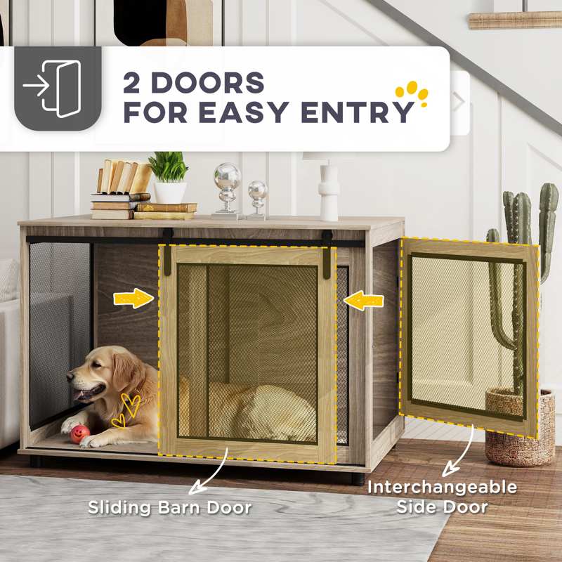 PawHut Dog Crate Furniture with Sliding Door for Extra Large Dogs, 118 x 75.5 x 82cm, Walnut Brown