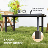 Outsunny Metal Garden Coffee Table, Outdoor Side Table with SPC Woodgrain Tabletop for Outside, Garden, Balcony, Porch, 100 x 53 x 46cm, Brown