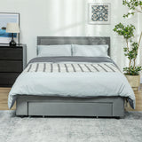 HOMCOM Double Size Ottoman Bed Frame 140W x 193.5D x 95Hcm with Front Drawer - Grey