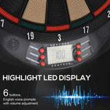 HOMCOM LCD Electronic Dartboard Set Features 26 Games w/ 185 Variations and Include 6 Darts Multi-Game Option Ready-to-Play