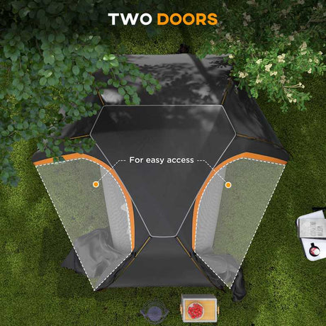 Outsunny Camping Tent with Self Inflatable Mattress, 1 Person Dome Tent with Removable Rainfly and Aluminium Frame, 2000mm Waterproof, Portable with Bags, for Fishing Hiking, Dark Grey/Khaki