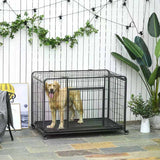 PawHut Metal Dog Cage Kennel Locking Door & Wheels Removable Tray Openable Top For Extra Large Pets 125 x 76 x 81 cm