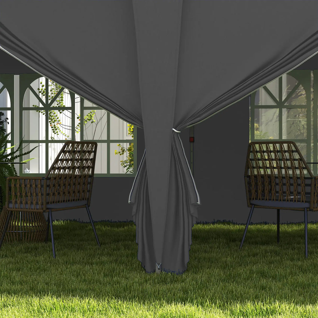 Outsunny Outsunny 3 x 6 m Garden Pop Up Gazebo, Wedding Party Tent Marquee, Water Resistant Awning Canopy with Sidewalls, Windows, Carry Bag, Grey