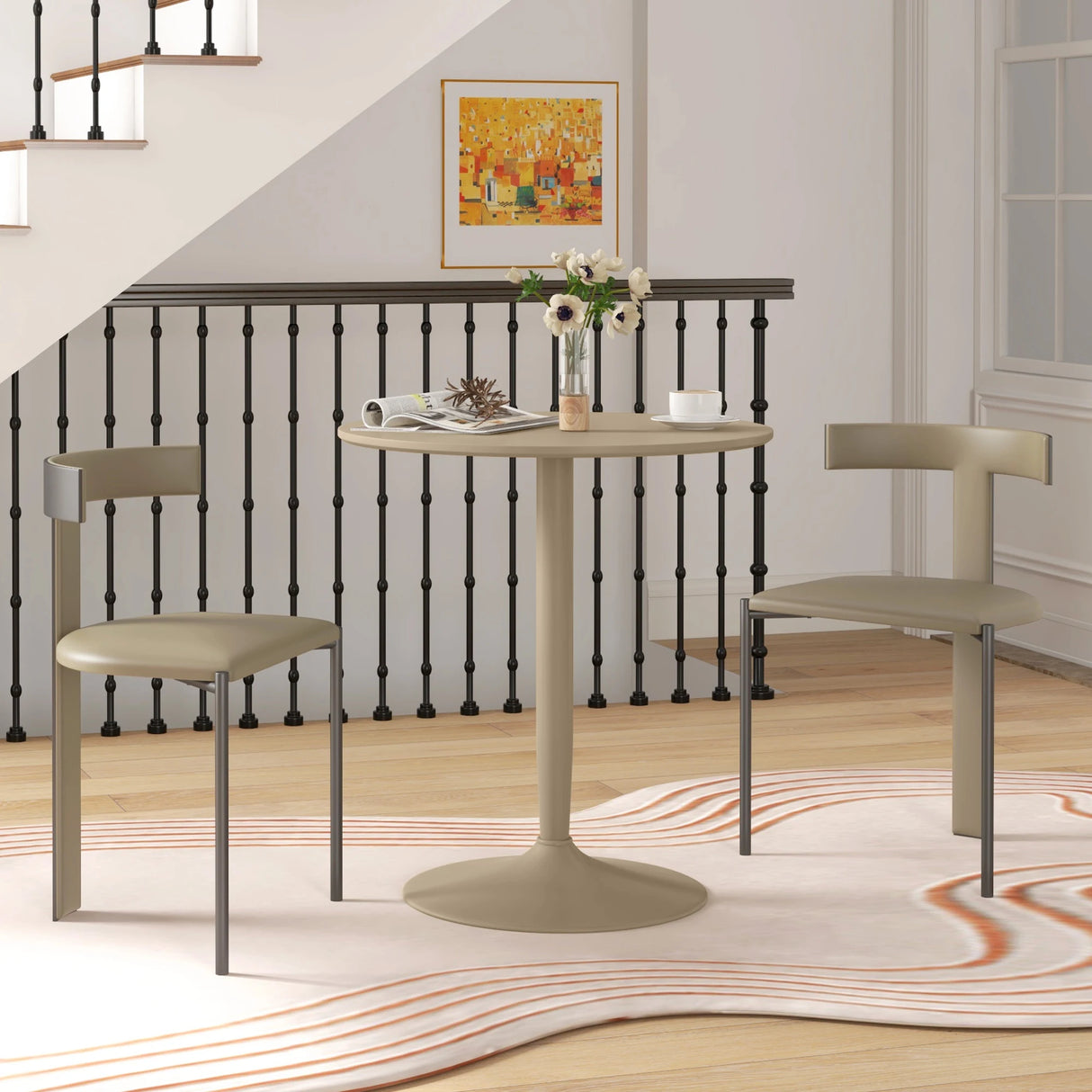 HOMCOM 75H x 70cm Two-Person Minimalistic Dining Table - Light Brown