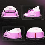 AIYAPLAY 360 Rotation Kids Bumper Car, 12V Waltz Car with Remote Control, Dual Joystick, Music, Lights, Pink