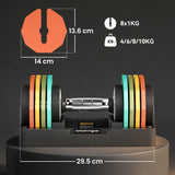 SPORTNOW Adjustable Dumbbells Set with Safety Locking Mechanism, Multicoloured
