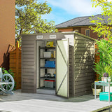 Outsunny 4 x 6ft Galvanised Metal Garden Shed, with Locking Door - Grey